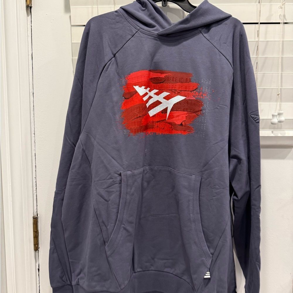 Paper plane Navy Hoodie with Red Graphic